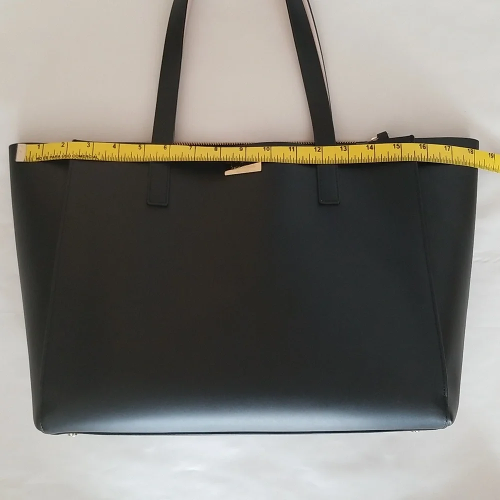 kate spade Large Nelle Putnam Drive Black Leather Tote Bag Light Gold Hardware